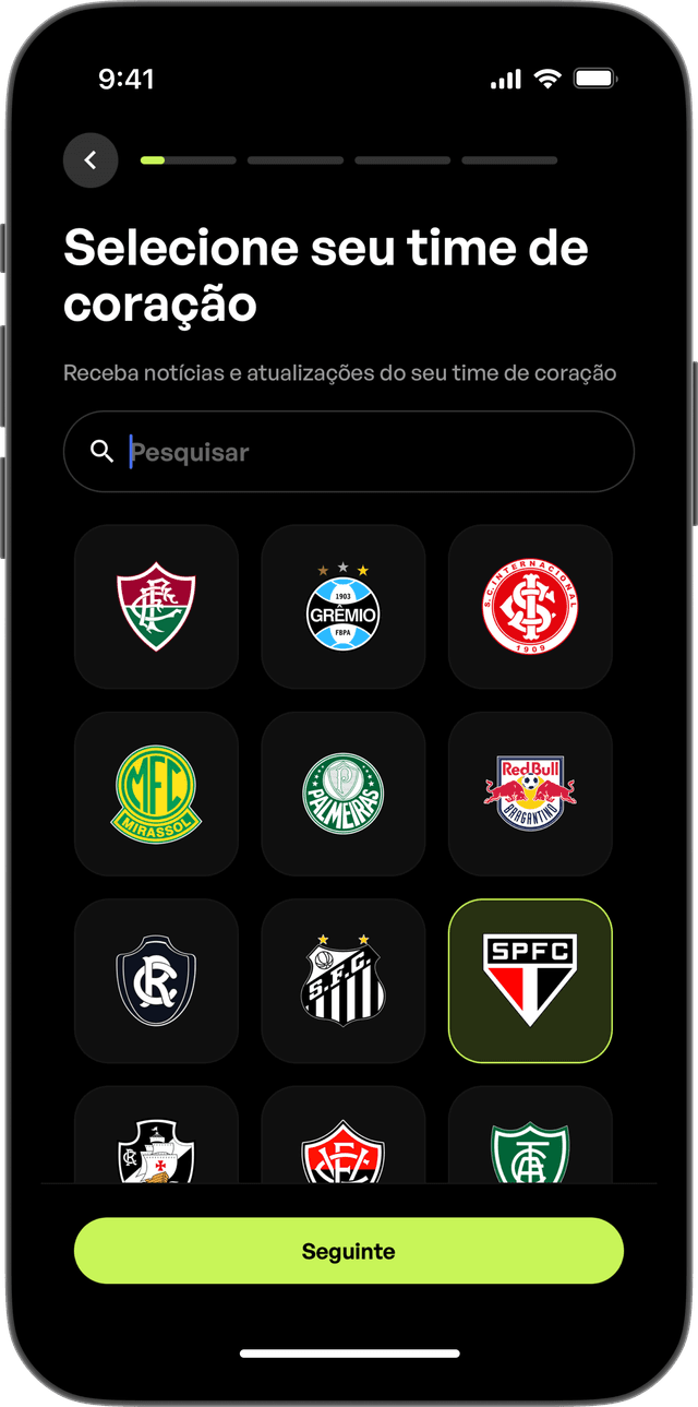 Escolhe seu time de coração.