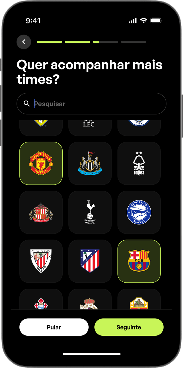 Adiciona mais times, se quiser.